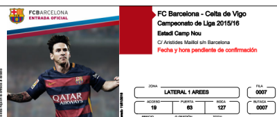 Boli Bic y 2 entradas FC Barcelona - RC Celta